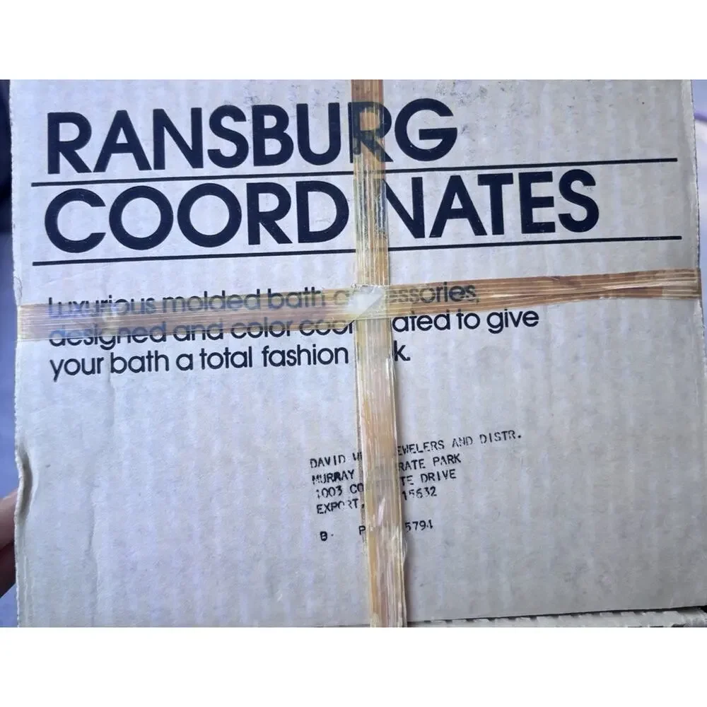 Vintage Ransburg 7pc Bathroom Set Waste Can Tissue Box Soap Holder Cups Mod